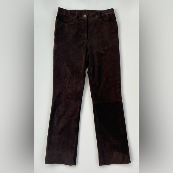 DKNY Women's Brown 100% LEATHER Pants Size 4 - Picture 1 of 10